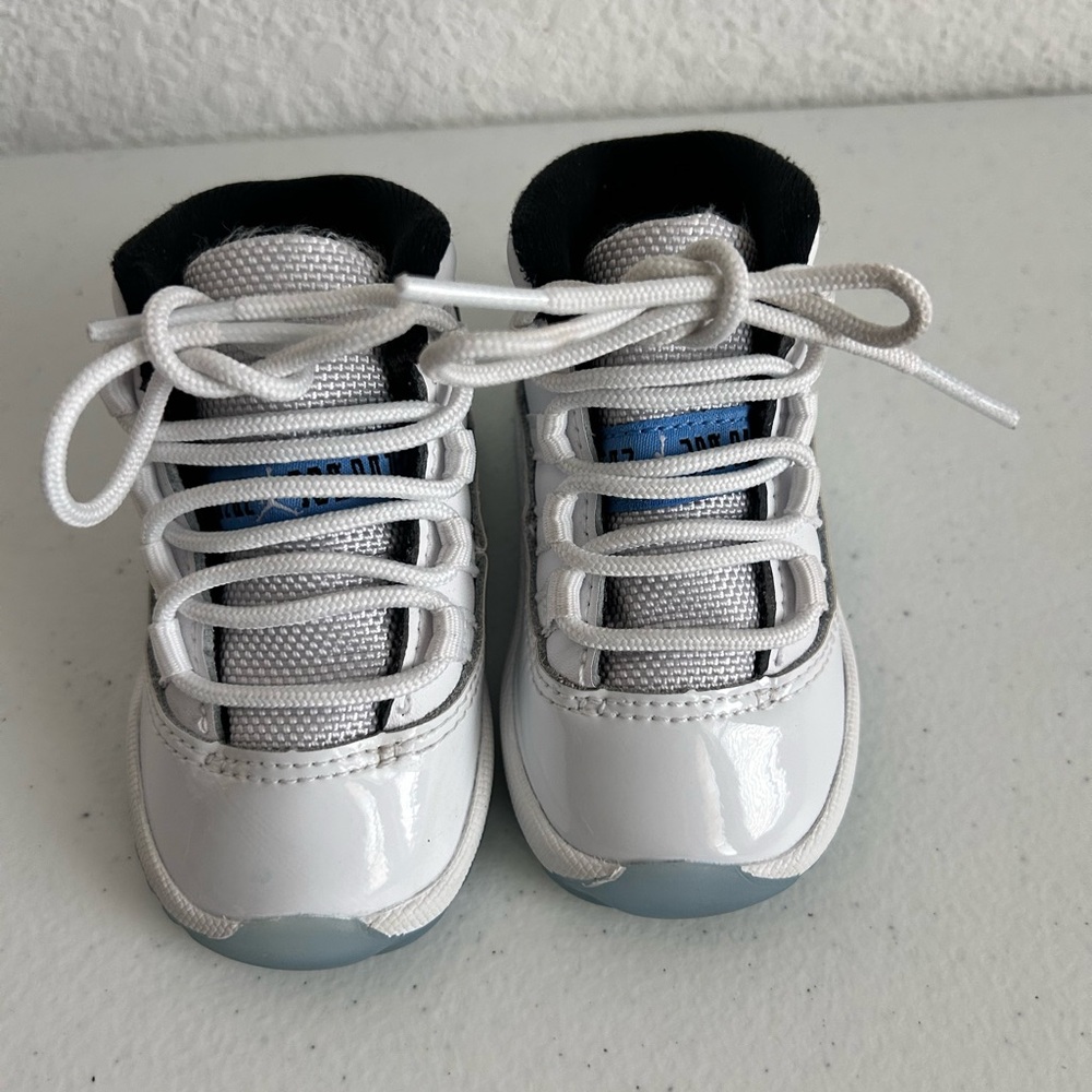 Jordan Kids White and Light Blue Sneakers